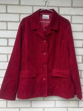 Vintage Burgundy Corduroy Blazer Jacket Plus Size 16 Cotton Autumn Fall Coat